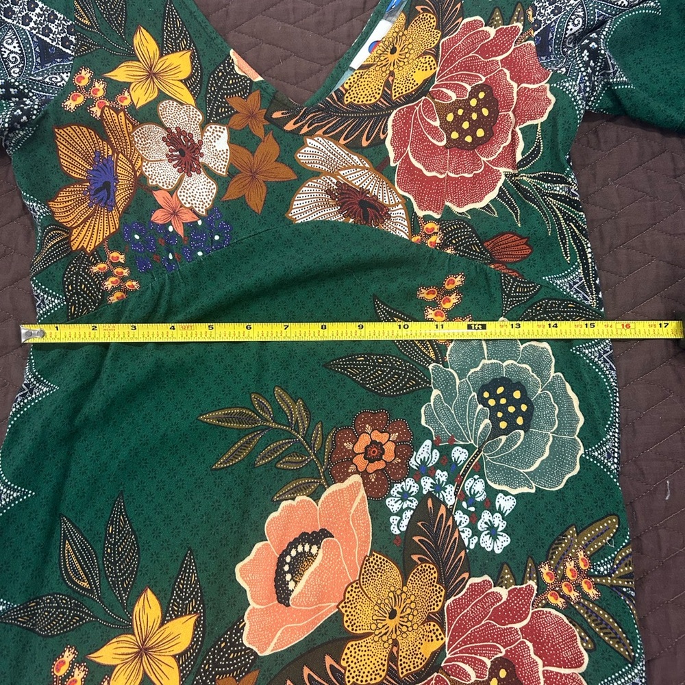 Anthropologie Green Floral Long Sleeve Dress - Picture 9 of 10
